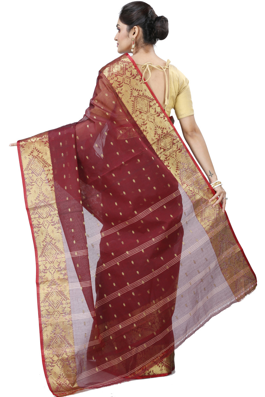 Brown Pure Cotton Gopa Tant Saree (926)